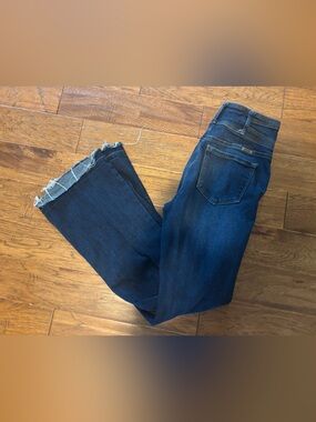 KanCan Dark Blue Frayed Hem Women's Jeans